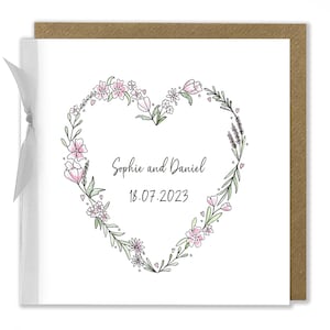 Carte de mariage personnalisée, Carte de mariage florale, Carte de mariage, Mariage, Félicitations, Jour du mariage
