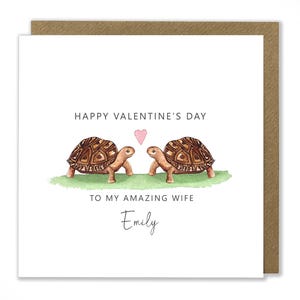 Carte de voeux personnalisée pour la Saint-Valentin, carte de Saint-Valentin tortue, mari, femme, partenaire, petite amie, carte de voeux romantique