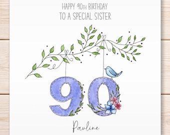 Personalised 90th Birthday Card, Age 90, Female Birthday Card, Friend, Grandma, Auntie