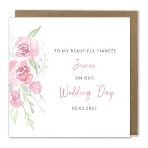 Carte de mariage personnalisée pour fiancé, à ma fiancée le jour de notre mariage, carte de couple, carte de voeux de mariage, jour du mariage