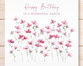 Tarjeta de cumpleaños para mujer, floral, flores bonitas, tía, hermana, hija, abuela, mamá, tarjeta de felicitación, feliz cumpleaños