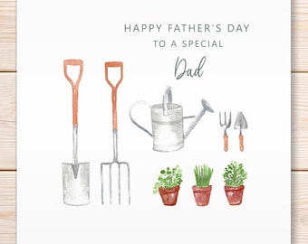 Father's Day Gardening Card, Happy Father's Day Card, Dad, Father, Grandad, Grandpa, Handmade Watercolour Greeting Card, Fathers Day Card