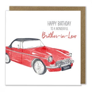 Carte de voeux personnalisée d'anniversaire de voiture classique, carte de voeux classique MG MGB, carte de voeux pour homme