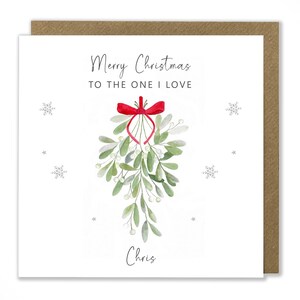 Carte de Noël personnalisée de gui, Au seul amour, joyeux Noël, carte de Noël, carte de voeux