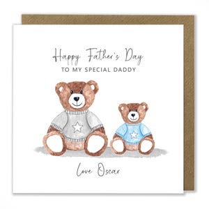 Carte personnalisée fête des pères, garçon, enfant, ours en peluche, cartes papa, papa, grand-père, jolies cartes, carte joyeuse fête des pères