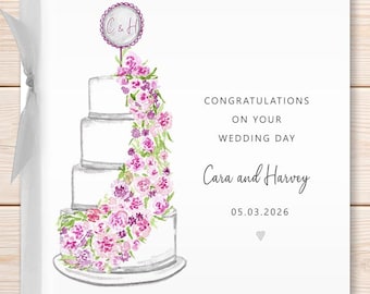 Personalised Wedding Card, Wedding Cake Card, Congratulations On Your Wedding Day