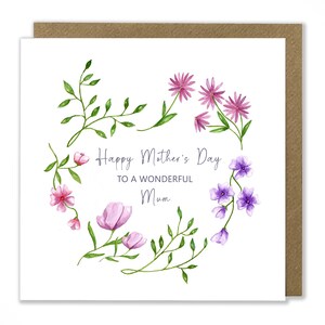 Carte de fête des mères, carte florale, fleurs, merveilleuse maman, mère, grand-mère, grand-mère, dimanche des mères, carte de voeux, fête des mères