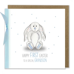 Première carte de Pâques personnalisée pour bébé garçon, première carte de Pâques de bébé, joyeuses Pâques, carte de voeux aquarelle faite main