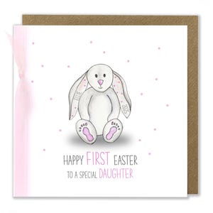 Première carte de Pâques personnalisée pour bébé fille, première Pâques de bébé, carte de Joyeuses Pâques, carte de voeux aquarelle faite main