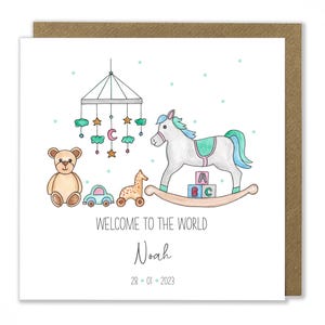 Carte personnalisée de naissance, Bienvenue dans le monde, chambre de bébé, carte de voeux de naissance