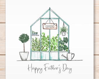 Personalised Father's Day Greenhouse Card, Happy Father's Day Card, Gardening, Dad, Grandad, Grandpa, Fathers Day Card, Happy Father's Day
