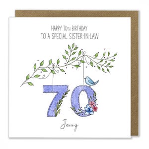 Carte personnalisée de 70e anniversaire, 70 ans, carte de joyeux 70e anniversaire, maman, femme, tante, grand-mère
