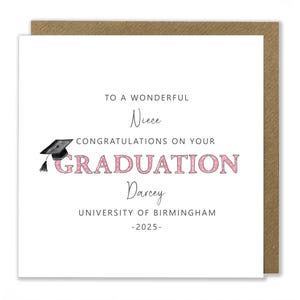 Carte personnalisée de remise des diplômes, carte de mortier, carte de félicitations, université, réussite, réussite aux examens, carte de voeux pour elle