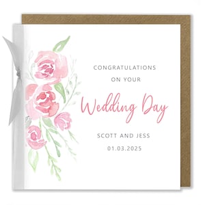 Carte de mariage personnalisée, Carte de félicitations pour le jour de votre mariage, Mariage, Carte de mariage