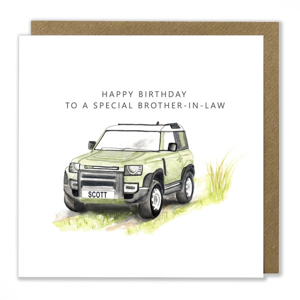 Personalised Land Rover Defender Card, Car Birthday Card, Happy Birthday Card