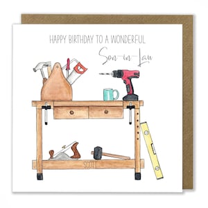 Personalised Woodwork Birthday Card, DIY Birthday Card, Workshop Greeting Card