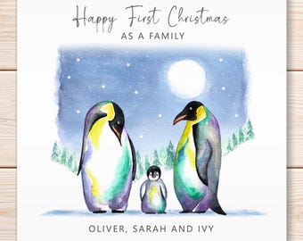 Personalised First Christmas as a Family Card, Happy 1st Christmas, New Baby, New Family Christmas Card