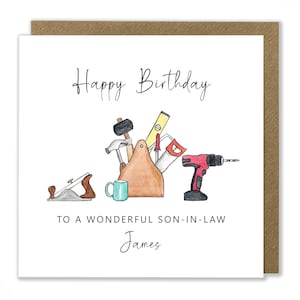 Carte d'anniversaire personnalisée bricolage, outils, menuiserie, passe-temps, carte de voeux, gendre, père, frère, fille, soeur