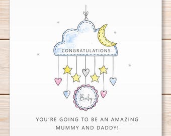 New Baby Congratulations Card, Pregnancy, Baby on the Way, Amazing Mummy, Daddy, Greeting Card