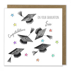 Carte de remise des diplômes personnalisée, Carte de mortier, Carte de félicitations, Université, Réussite, Réussite des examens Carte de voeux
