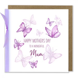 Carte de fête des mères, papillons, papillon, carte de voeux pour le dimanche des mères, fête des mères papillons, aquarelle carte faite main, fête des mères
