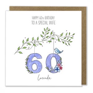 Carte personnalisée 60e anniversaire, 60 ans, carte de voeux 60e anniversaire
