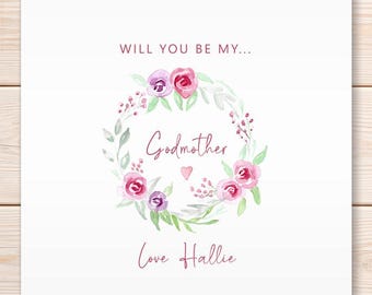 Personalised Godparent Card, Godmother Card, Godparent Card, Will you be my Godmother card, Christening Card, Baptism Card