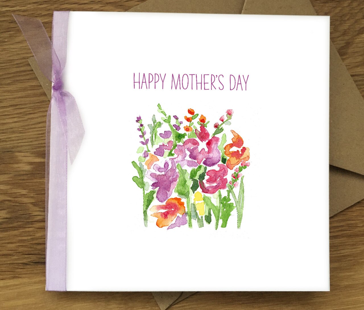 Watercolour Mother's Day Card/Wild Flowers/Mum/Mother/Mothering S…