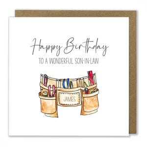 Carte de voeux d'anniversaire personnalisée avec ceinture à outils, carte à monter soi-même, carte de visite, carte de voeux trousse à outils
