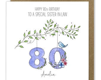 Personalised 80th Birthday Card, Age 80 Card, Female Greeting Card, Special Birthday Card