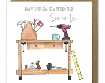 Personalised Woodwork Birthday Card, DIY Birthday Card, Workshop Greeting Card