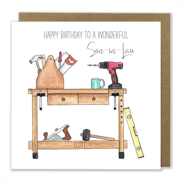 Personalised Woodwork Birthday Card, DIY Birthday Card, Workshop Greeting Card