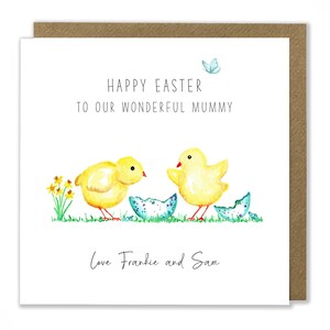 Carte de Pâques personnalisée avec poussin, carte de Joyeuses Pâques, carte de voeux de poussin de Pâques, carte de voeux aquarelle faite main