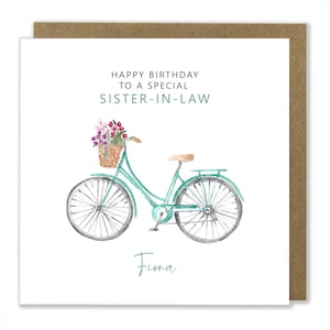 Carte d'anniversaire personnalisée vélo, carte de joyeux anniversaire, carte d'anniversaire femme
