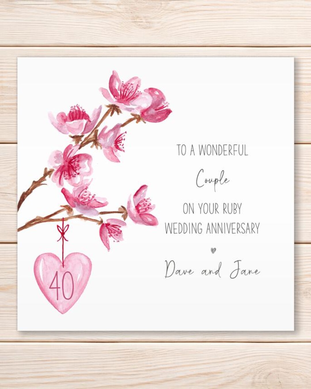 Personalised Ruby Anniversary Card, 40th Wedding Anniversary Card ...