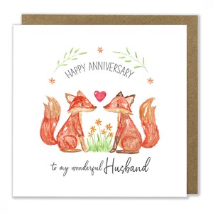 Carte de voeux d'anniversaire de couple de renard, carte de joyeux anniversaire, carte de voeux d'anniversaire