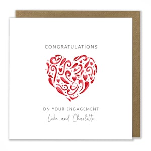 Carte de fiançailles personnalisée, carte de fiançailles coeur, félicitations pour vos fiançailles, félicitations, carte de voeux