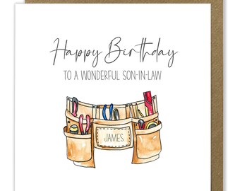 Personalised Birthday Tool Belt Greeting Card, DIY Card, Builder Card, Tool Kit Greeting Card