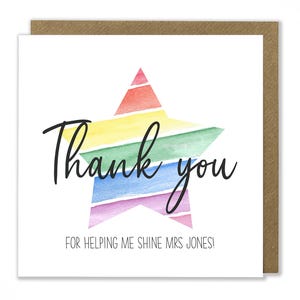 Carte personnalisée de remerciement de professeur, carte de remerciement de m'avoir aidé à briller, carte de professeur fantastique, carte de professeur de fin d'année