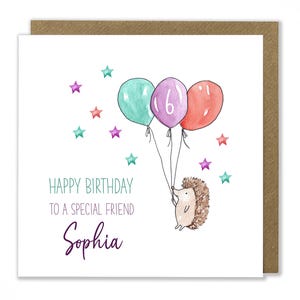 Carte d'anniversaire personnalisée hérisson, carte de joyeux anniversaire
