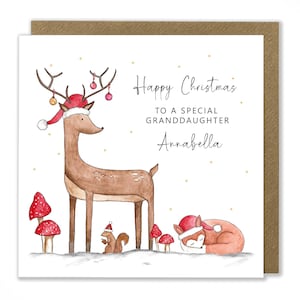 Carte de Noël personnalisée, Animaux de la forêt, Jolie carte de Noël, Carte pour enfant, Carte de Noël pour enfant, Carte de voeux
