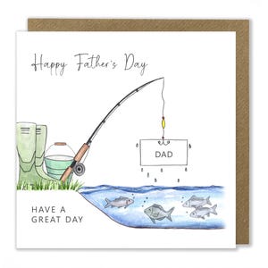 Carte de pêche fête des pères, joyeuse fête des pères, passe-temps, joyeuse fête des pères, carte de fête des pères