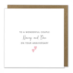 Carte de voeux d'anniversaire personnalisée, à un couple merveilleux, carte d'anniversaire spéciale, carte faite main aquarelle