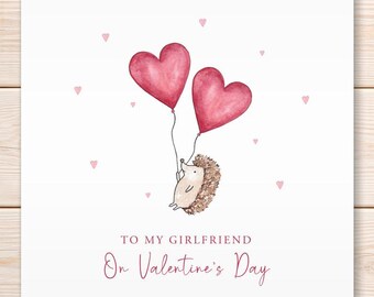 Personalised Valentine's Day Greeting Card, Girlfriend, Boyfriend, Wife, Husband, Cute Hedgehog Card, Romantic Greeting Card