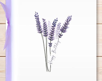 Floral Lavender Greeting Card, Happy Birthday Card, Female Birthday Card, Lavender Card