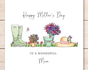 Mother's Day Card, Gardening Card, Spring, Special Mum, Mother, Grandma, Mothering Sunday, Happy Mother's Day, Watercolour Card, Mothers Day