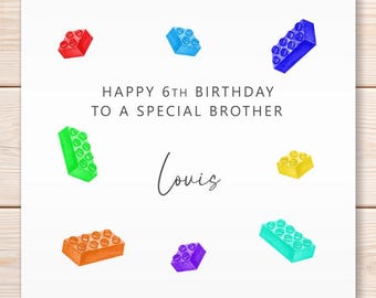 Personalised Building Block Birthday Card, Happy Birthday Card, Children's Birthday Card