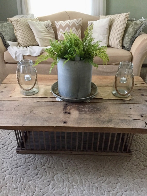 Arrangementvintage Chicken Feeder With Faux Fern Farmhouse Etsy