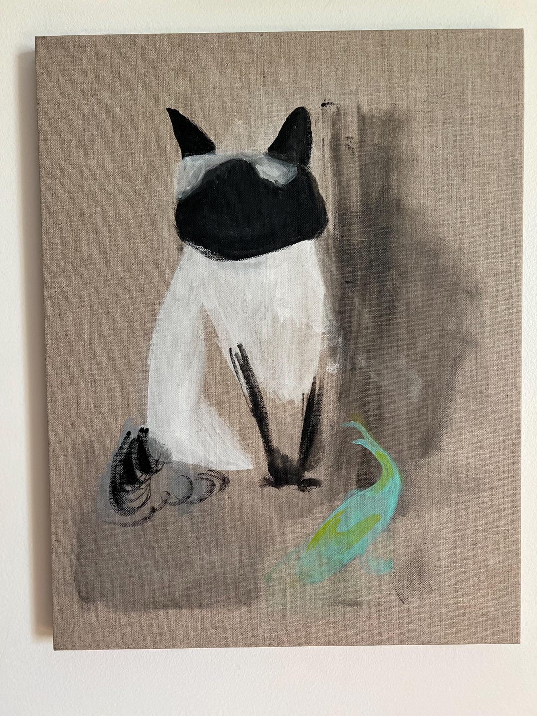 Cat and Coy Original Painting on Linen - Etsy