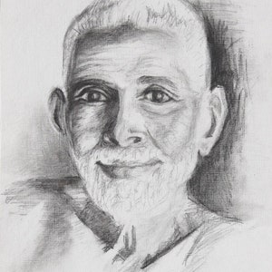 Ramana Maharishi Portrait drawing-  giclee fine Art Print